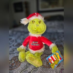 Dr Seuss Grinch Plush Toy Figure 16 inches Santa Outfit Merry Grinchmas